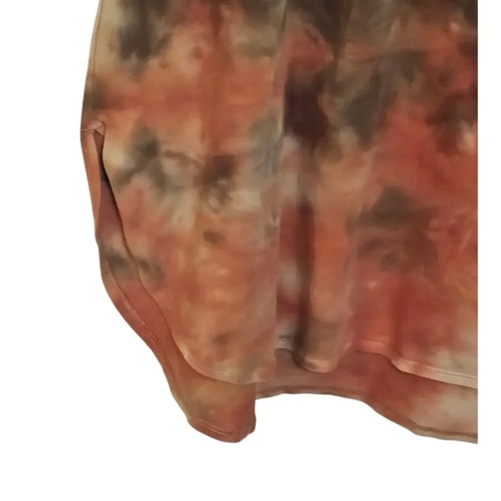Soft Surroundings Orange & Green Tie Dye Lagenlook Boho Tunic Dress